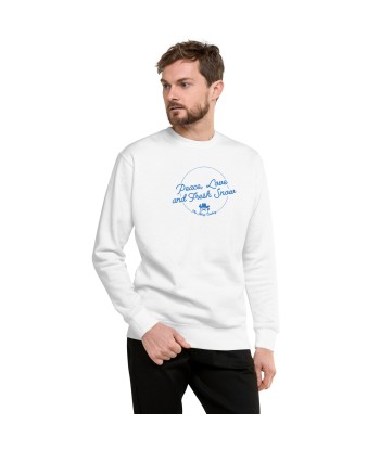 Sweatshirt premium unisexe Peace, Love and Fresh Snow brodé de votre