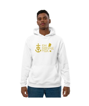 Sweat à capuche premium écologique Oh Bonne Mer 2 grand motif brodé sur la face brillant des détails fins