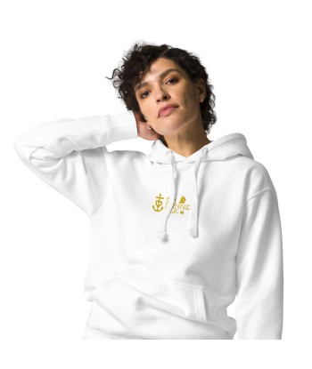 Sweat à capuche unisexe en coton Oh Bonne Mer 2 brodé sur couleurs claires pas cher