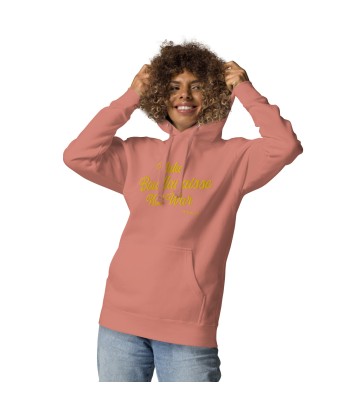 Sweat à capuche unisexe en coton Make Bouillabaisse Not War doré grand motif brodé sur couleurs claires Toutes les collections ici