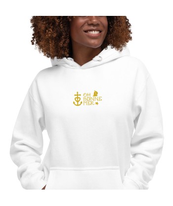 Sweat à capuche unisexe en coton Oh Bonne Mer 2 brodé sur couleurs claires pas cher