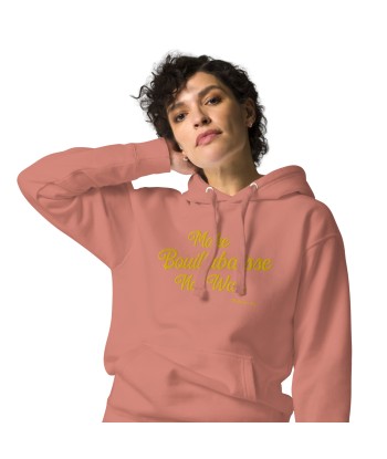 Sweat à capuche unisexe en coton Make Bouillabaisse Not War doré grand motif brodé sur couleurs claires Toutes les collections ici