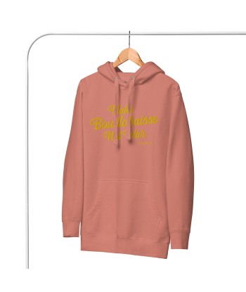 Sweat à capuche unisexe en coton Make Bouillabaisse Not War doré grand motif brodé sur couleurs claires Toutes les collections ici