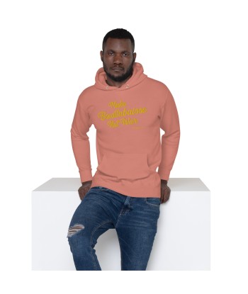 Sweat à capuche unisexe en coton Make Bouillabaisse Not War doré grand motif brodé sur couleurs claires Toutes les collections ici