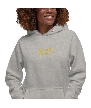 Sweat à capuche unisexe en coton Oh Bonne Mer 2 brodé sur couleurs claires pas cher