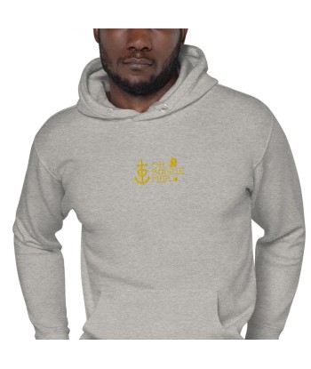 Sweat à capuche unisexe en coton Oh Bonne Mer 2 brodé sur couleurs claires pas cher