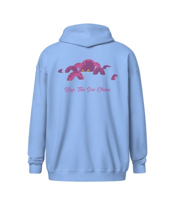 Sweat à capuche épais unisexe à fermeture éclair Octopus Purple (face & dos) pour bénéficier 