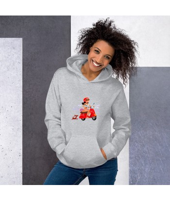 Sweat à capuche d'hiver unisexe Vespa Girl in St Tropez sur couleur claires Véritable concentré