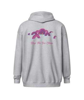 Sweat à capuche épais unisexe à fermeture éclair Octopus Purple (face & dos) pour bénéficier 