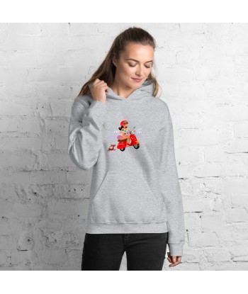 Sweat à capuche d'hiver unisexe Vespa Girl in St Tropez sur couleur claires Véritable concentré