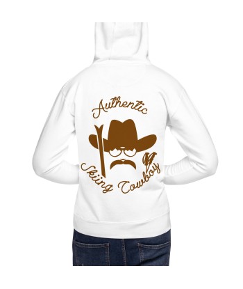 Sweat à capuche unisexe en coton Authentic Skiing Cowboy marron (face & dos) pas cher