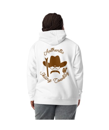 Sweat à capuche unisexe en coton Authentic Skiing Cowboy marron (face & dos) pas cher