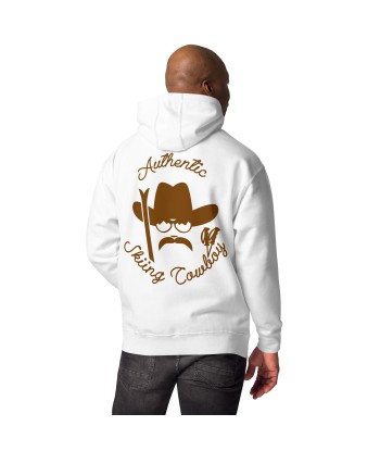 Sweat à capuche unisexe en coton Authentic Skiing Cowboy marron (face & dos) pas cher