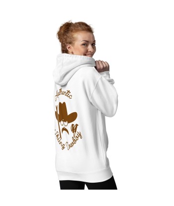 Sweat à capuche unisexe en coton Authentic Skiing Cowboy marron (face & dos) pas cher