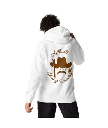 Sweat à capuche unisexe en coton Authentic Skiing Cowboy marron (face & dos) pas cher