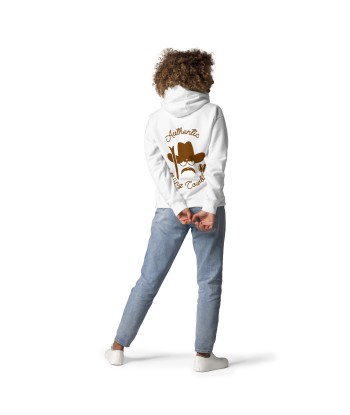 Sweat à capuche unisexe en coton Authentic Skiing Cowboy marron (face & dos) pas cher