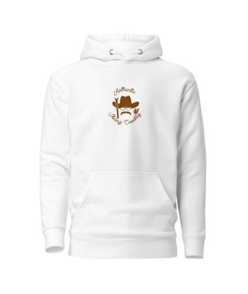 Sweat à capuche unisexe en coton Authentic Skiing Cowboy marron (face & dos) pas cher