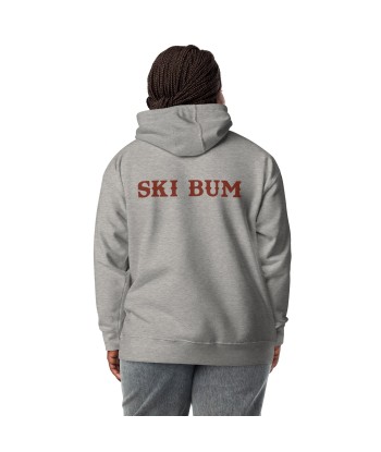 Sweat à capuche unisexe en coton Ski Bum texte foncé (face & dos) français