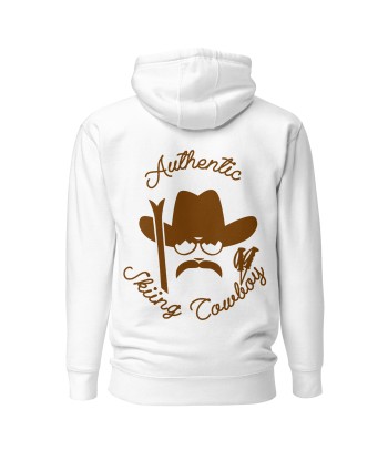 Sweat à capuche unisexe en coton Authentic Skiing Cowboy marron (face & dos) pas cher