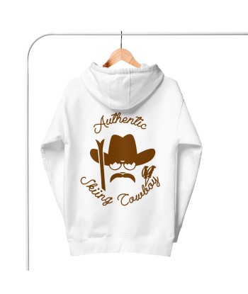 Sweat à capuche unisexe en coton Authentic Skiing Cowboy marron (face & dos) pas cher