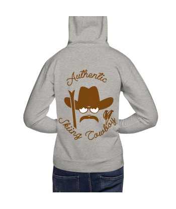 Sweat à capuche unisexe en coton Authentic Skiing Cowboy marron (face & dos) pas cher