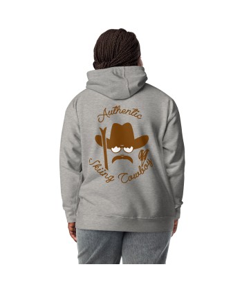 Sweat à capuche unisexe en coton Authentic Skiing Cowboy marron (face & dos) pas cher