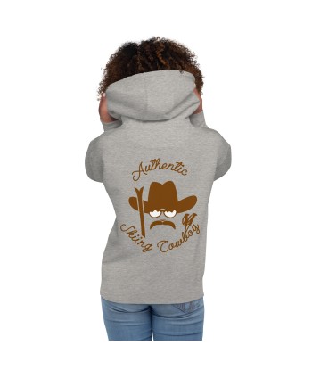 Sweat à capuche unisexe en coton Authentic Skiing Cowboy marron (face & dos) pas cher