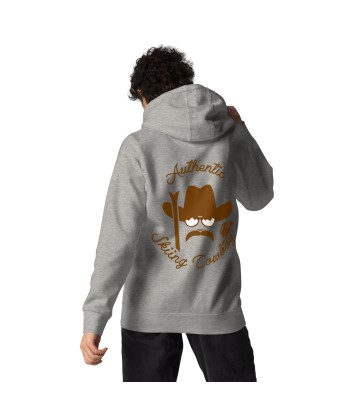 Sweat à capuche unisexe en coton Authentic Skiing Cowboy marron (face & dos) pas cher