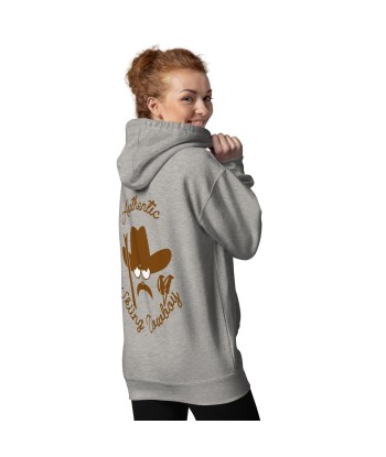 Sweat à capuche unisexe en coton Authentic Skiing Cowboy marron (face & dos) pas cher