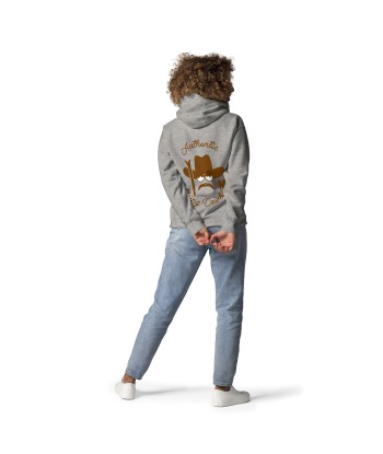 Sweat à capuche unisexe en coton Authentic Skiing Cowboy marron (face & dos) pas cher