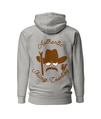 Sweat à capuche unisexe en coton Authentic Skiing Cowboy marron (face & dos) pas cher