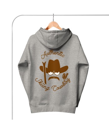 Sweat à capuche unisexe en coton Authentic Skiing Cowboy marron (face & dos) pas cher