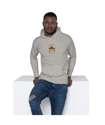 Sweat à capuche unisexe en coton Authentic Skiing Cowboy marron (face & dos) pas cher