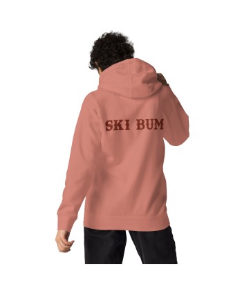 Sweat à capuche unisexe en coton Ski Bum texte foncé (face & dos) français