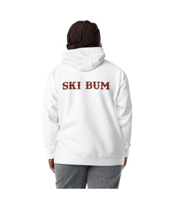 Sweat à capuche unisexe en coton Ski Bum texte foncé (face & dos) français