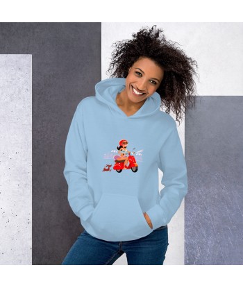 Sweat à capuche d'hiver unisexe Vespa Girl in St Tropez sur couleur claires Véritable concentré