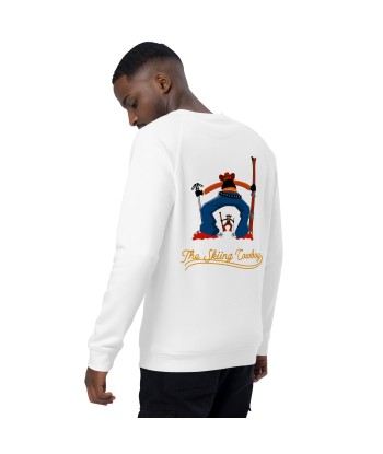 Sweatshirt écologique raglan unisexe Skiing Cowboy grand motif brodé & Ski Fight at OK Corral Outline (dos) en ligne des produits 