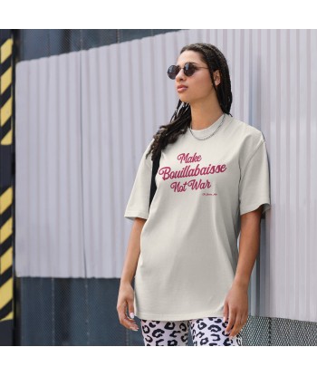 T-shirt oversize épais en cotton Make Bouillabaisse Not War Flamingo grand motif brodé de technologie