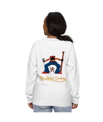 Sweatshirt écologique raglan unisexe Skiing Cowboy grand motif brodé & Ski Fight at OK Corral Outline (dos) en ligne des produits 