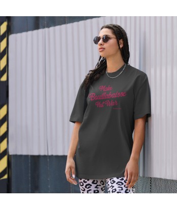 T-shirt oversize épais en cotton Make Bouillabaisse Not War Flamingo grand motif brodé de technologie