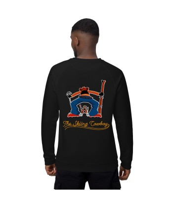 Sweatshirt écologique raglan unisexe Skiing Cowboy grand motif brodé & Ski Fight at OK Corral Outline (dos) en ligne des produits 