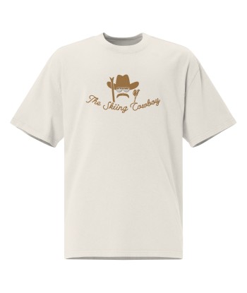 T-shirt oversize épais en coton The Skiing Cowboy brodé Old Gold de la marque