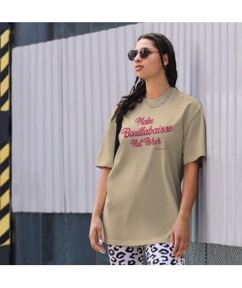 T-shirt oversize épais en cotton Make Bouillabaisse Not War Flamingo grand motif brodé de technologie