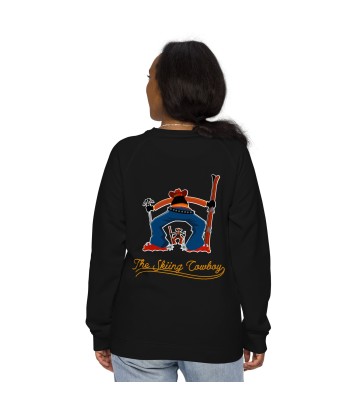 Sweatshirt écologique raglan unisexe Skiing Cowboy grand motif brodé & Ski Fight at OK Corral Outline (dos) en ligne des produits 