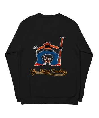 Sweatshirt écologique raglan unisexe Skiing Cowboy grand motif brodé & Ski Fight at OK Corral Outline (dos) en ligne des produits 