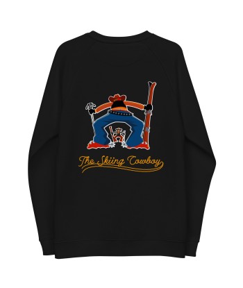 Sweatshirt écologique raglan unisexe Skiing Cowboy grand motif brodé & Ski Fight at OK Corral Outline (dos) en ligne des produits 