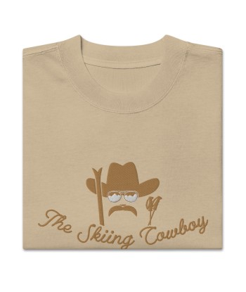 T-shirt oversize épais en coton The Skiing Cowboy brodé Old Gold de la marque