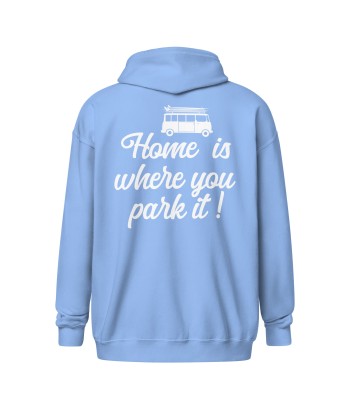 Sweat à capuche épais unisexe à fermeture éclair White Surf Combi Home is where you park it Economisez 