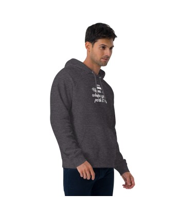 Sweat à capuche écologique Raglan unisexe White Surf Combi Home is where you park it destockage