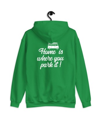 Sweat à capuche d'hiver unisexe Vintage Campers: Home is where you park it sur couleurs vives (face & dos) votre restaurant rapide dans 